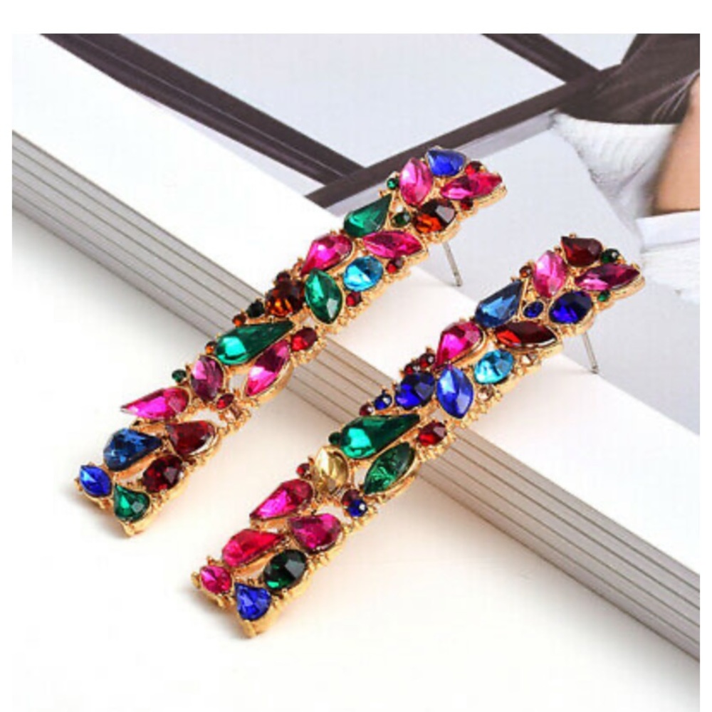 NEW 18k gold plated multicolored Luxury Earrings